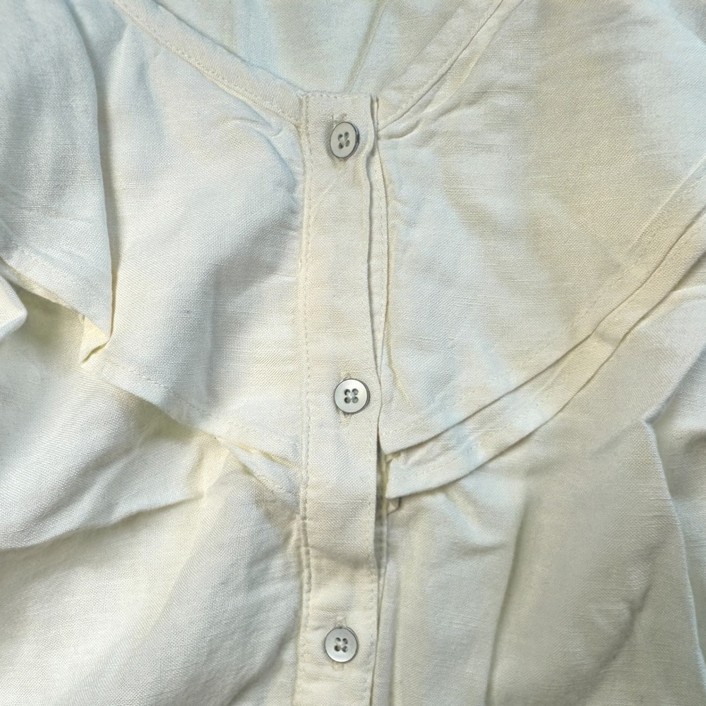 Old Navy Ruffle Sleeve Top Button Down Linen Blend Casual Blouse White M NWT - Picture 4 of 4